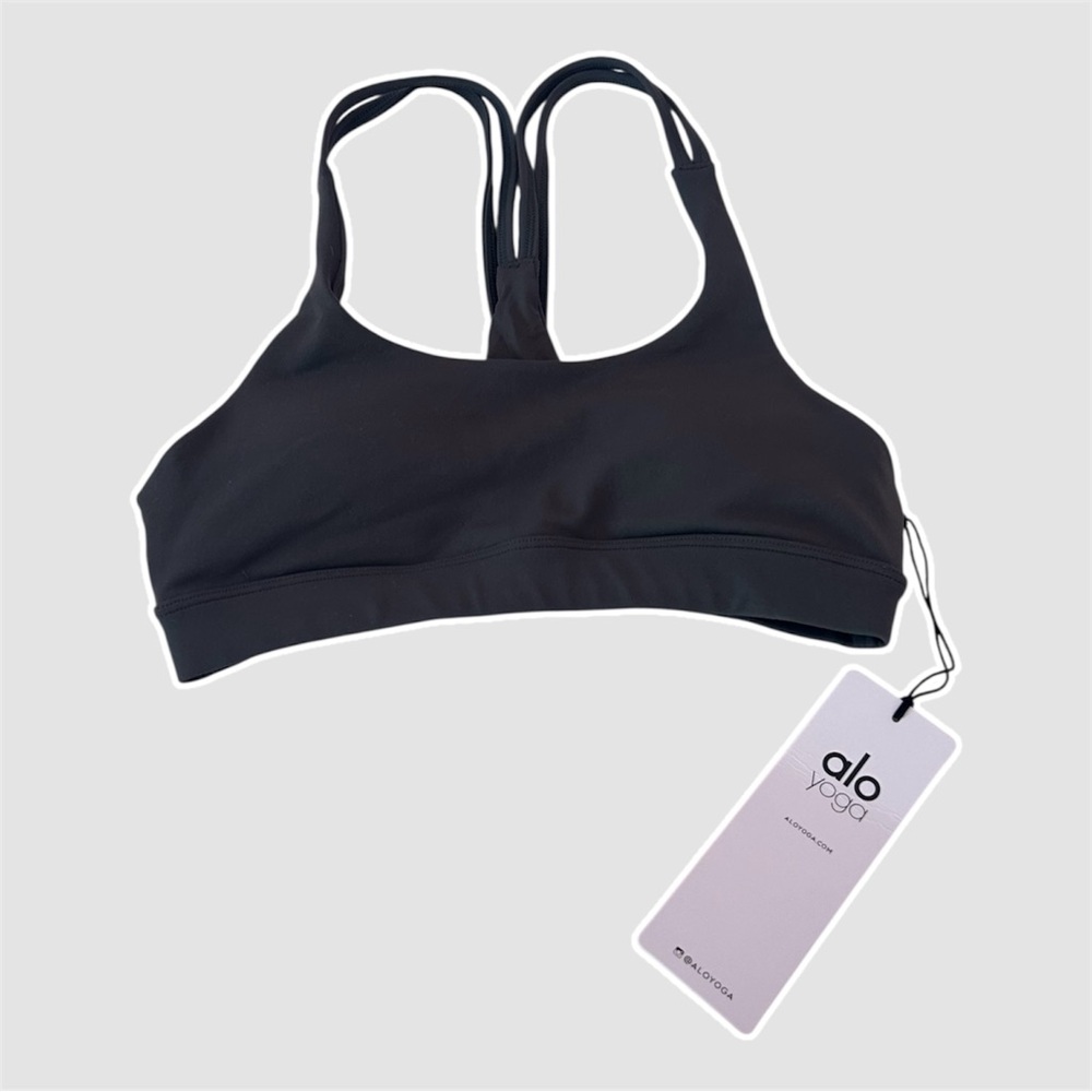 alo yoga airbrush suspension bra (nwt) in dark cactus - size xs